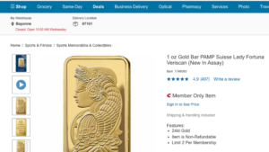 Costco sold more than $100 million in gold bars last quarter