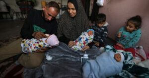Displaced by war, Gaza mother gives birth to quadruplets