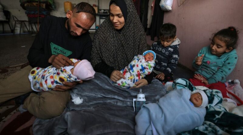 Displaced by war, Gaza mother gives birth to quadruplets