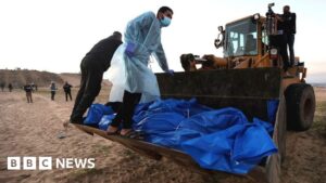 Drone shots show Palestinians buried in mass grave