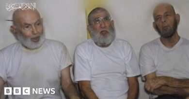 Israel Gaza: Hamas releases video showing three elderly hostages