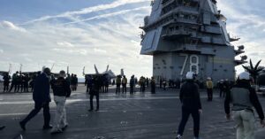 Pentagon chief visits aircraft carrier based off Israel amid Gaza war