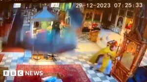 Watch: Clergyman narrowly avoids Odesa church roof collapse