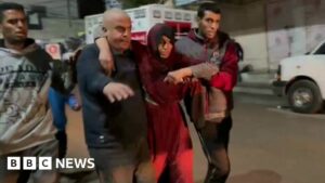 Watch: Gaza hospital in chaos after nearby air strike