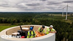 World's tallest wooden wind turbine starts turning