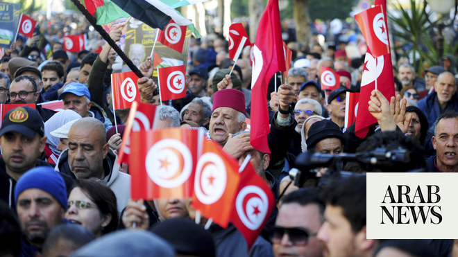 Tunisians protest on Arab Spring uprising anniversary