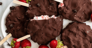 Add protein to your dessert with these Chocolate Covered Strawberry Greek Yogurt Bars!
