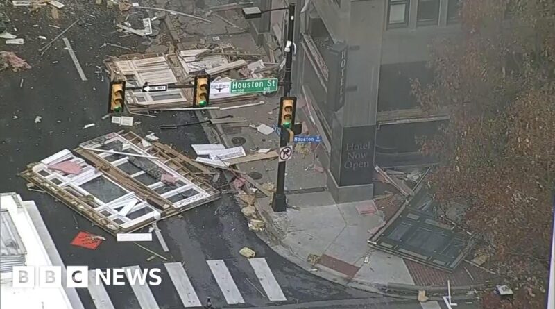 Aerial video shows impact of explosion at Texas hotel