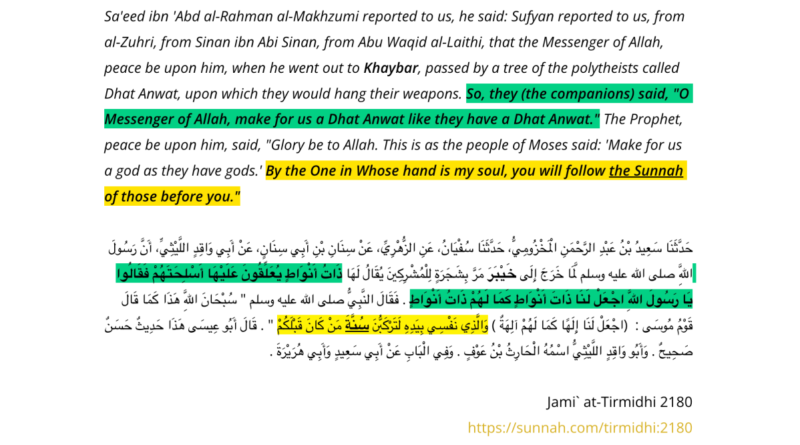 Companions cursed for requesting an idol from the prophet (Sahih)