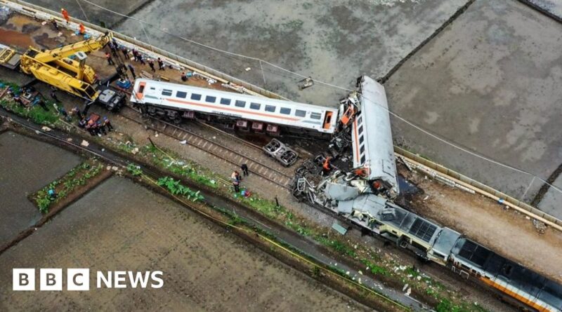 Drone footage shows aftermath of Indonesia train crash