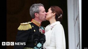 Frederik X kisses wife as he becomes King of Denmark