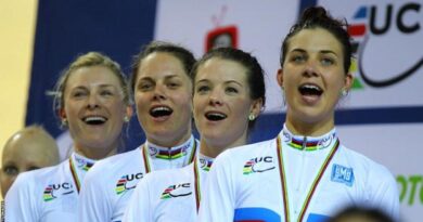 Former Olympic cyclist Melissa Hoskins with her medal at the 2015 Track Cycling World Championships