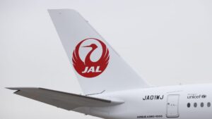 Japan Airlines plane in flames on runway at Tokyo airport