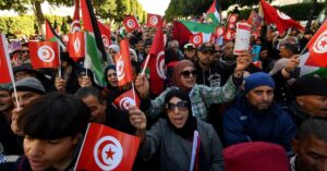 Tunisians protest on Arab Spring uprising anniversary