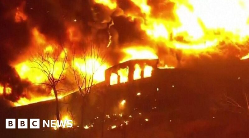 Watch: Massive fire at New Jersey warehouse