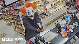 Watch terrifying clown mask robbery in Australia