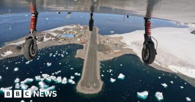 Moment giant Antarctica drone takes off