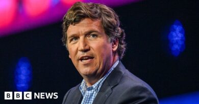 Tucker Carlson: Russian state media revels in Moscow visit