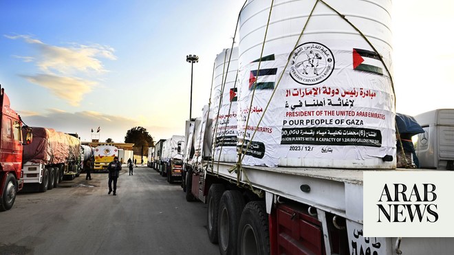 UAE sends 14-truck aid convoy to Gaza