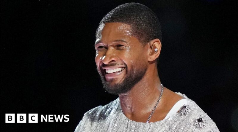 Usher joined by Alicia Keys and will.i.am at Super Bowl half-time show