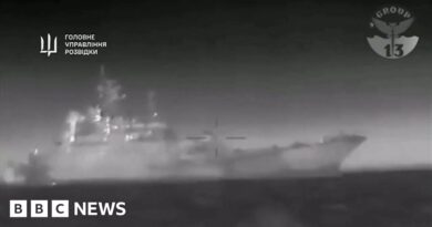 Video appears to show Ukraine sea drones hit Russian ship