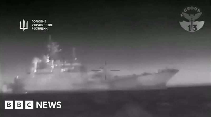 Video appears to show Ukraine sea drones hit Russian ship