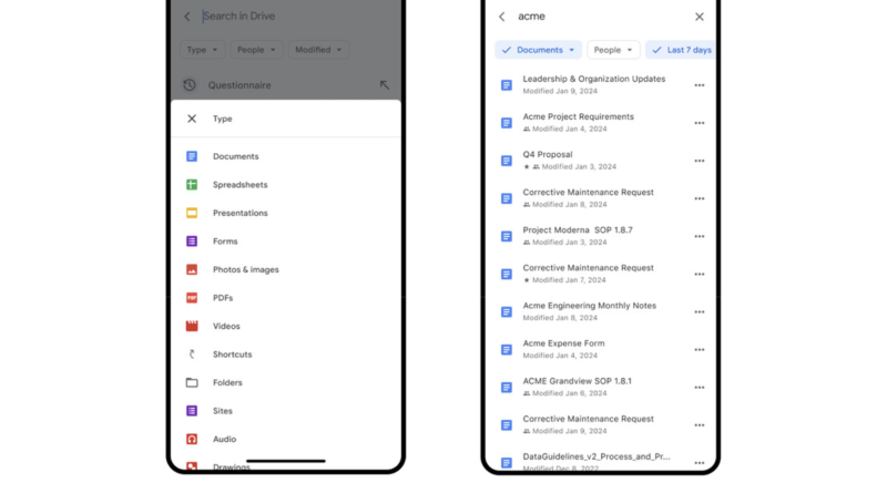 Google Drive search on iOS gets better filtering options