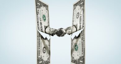 illustration of two dollar bills shaking hands