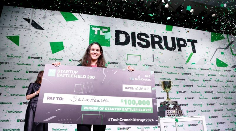 Salva Health Co-Founder & CEO Valentina Agudelo Vargas, winner of the Startup Battlefield 2024, poses onstage during TechCrunch Disrupt 2024 Day 3 at Moscone Center on October 30, 2024 in San Francisco.