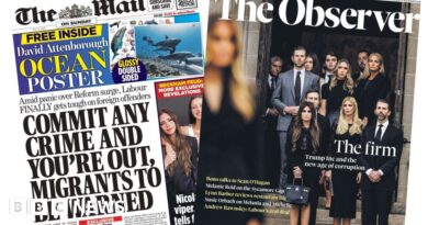 Newspaper headlines: Crime-committing migrants 'kicked out' and 'Trump Inc'