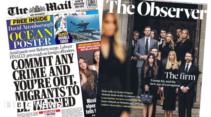 Newspaper headlines: Crime-committing migrants 'kicked out' and 'Trump Inc'