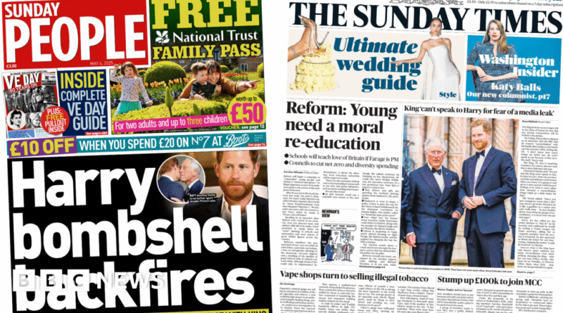 Newspaper headlines: Harry bombshell 'backfires' and Reform 're-education'