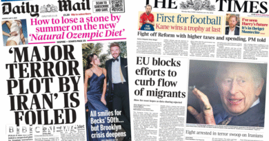 Newspaper headlines: Terror plot 'foiled' and 'fight off Reform'