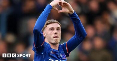 Cole Palmer celebrates after ending a run of 1,162 minutes without a goal in Chelsea's win against Liverpool