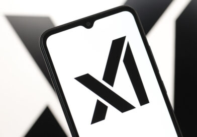 The xAI logo displayed on a smartphone screen.
