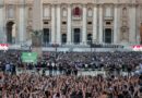 A crowd gathers in St Peter's Square