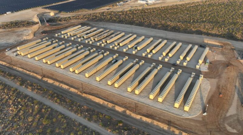 Rows of Powin batteries provide power in California.