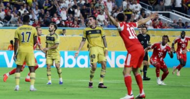 Bayern Munich's Michael Olise celebrates scoring their second goal