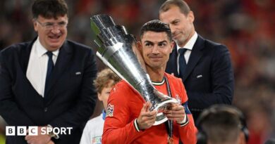 Cristiano Ronaldo holds the nations League trophy