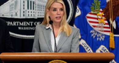 Attorney General Pam Bondi speaks during a news conference about Kilmar Abrego Garcia at the Justice Department, Friday June 6, 2025, in Washington. (AP Photo/Julia Demaree Nikhinson)