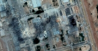 ISFAHAN NUCLEAR TECHNOLOGY CENTER, IRAN -- JUNE 22, 2025: 06 Maxar satellite imagery provides a second close-up view of the Isfahan nuclear facility showing severe damage after the airstrikes. Multiple buildings are visibly damaged or destroyed.