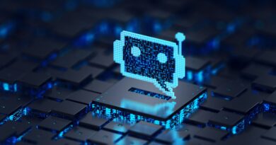 keyboard with chatbot icon hovering above it