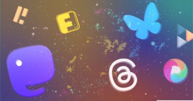 Composite of fediverse logos of Mastodon, Threads, Bluesky