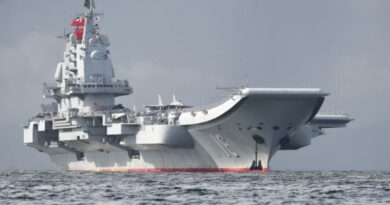 China's sole aircraft carrier, the Liaoning, arrives in Hong Kong waters on July 7, 2017, less than a week after a high-profile visit by president Xi Jinping. China's national defence ministry had said the Liaoning, named after a northeastern Chinese province, was part of a flotilla on a "routine training mission" and would make a port of call in the former British colony. (Photo by Anthony WALLACE / AFP)