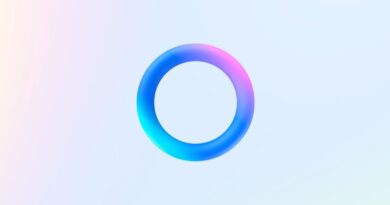 Mete AI logo, blue circle