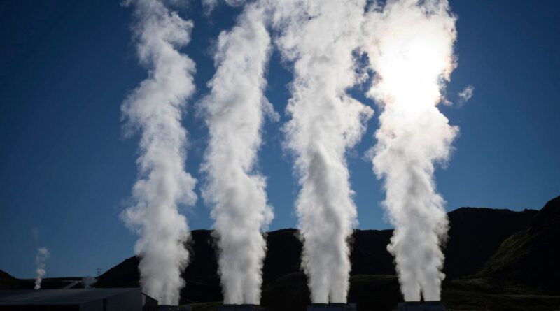 Steam rises from a geothermal power plant in Iceland.