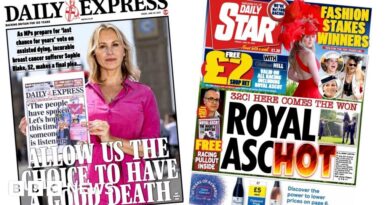 Newspaper headlines: 'A good death' and 'Royal AscHot'