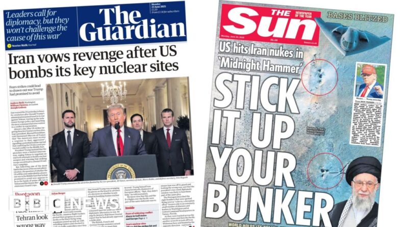Newspaper headlines: 'Iran vows revenge' and 'Stick it up your bunker'
