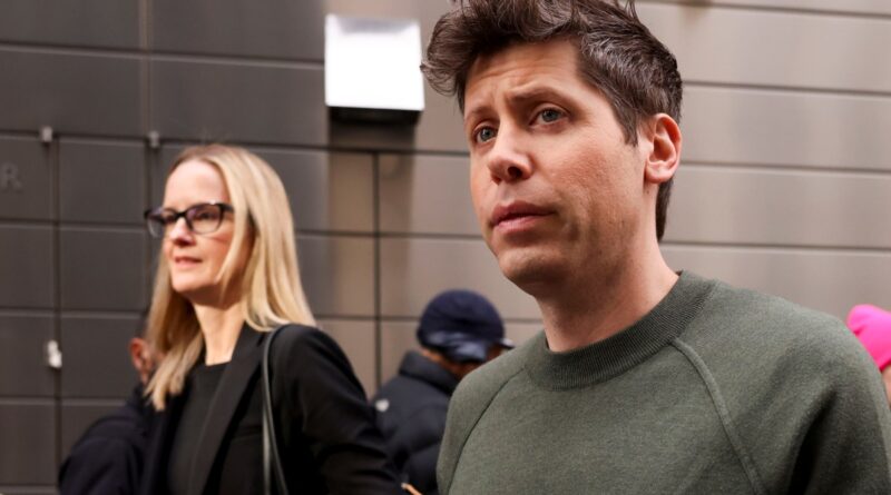 Sam Altman, chief executive officer of OpenAI, right, departs the New York Times DealBook Summit at Jazz at Lincoln Center in New York, US, on Wednesday, Dec. 4, 2024.