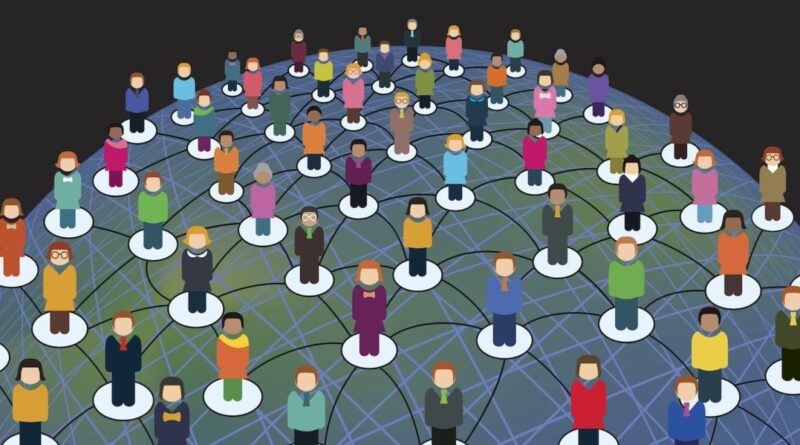 Concept illustration depicting global network of people